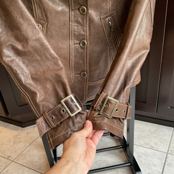 Danier Italian Leather Brown Biker Moto Jacket - Picture 8 of 16